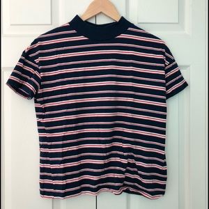 🌟Zara mock neck striped tee